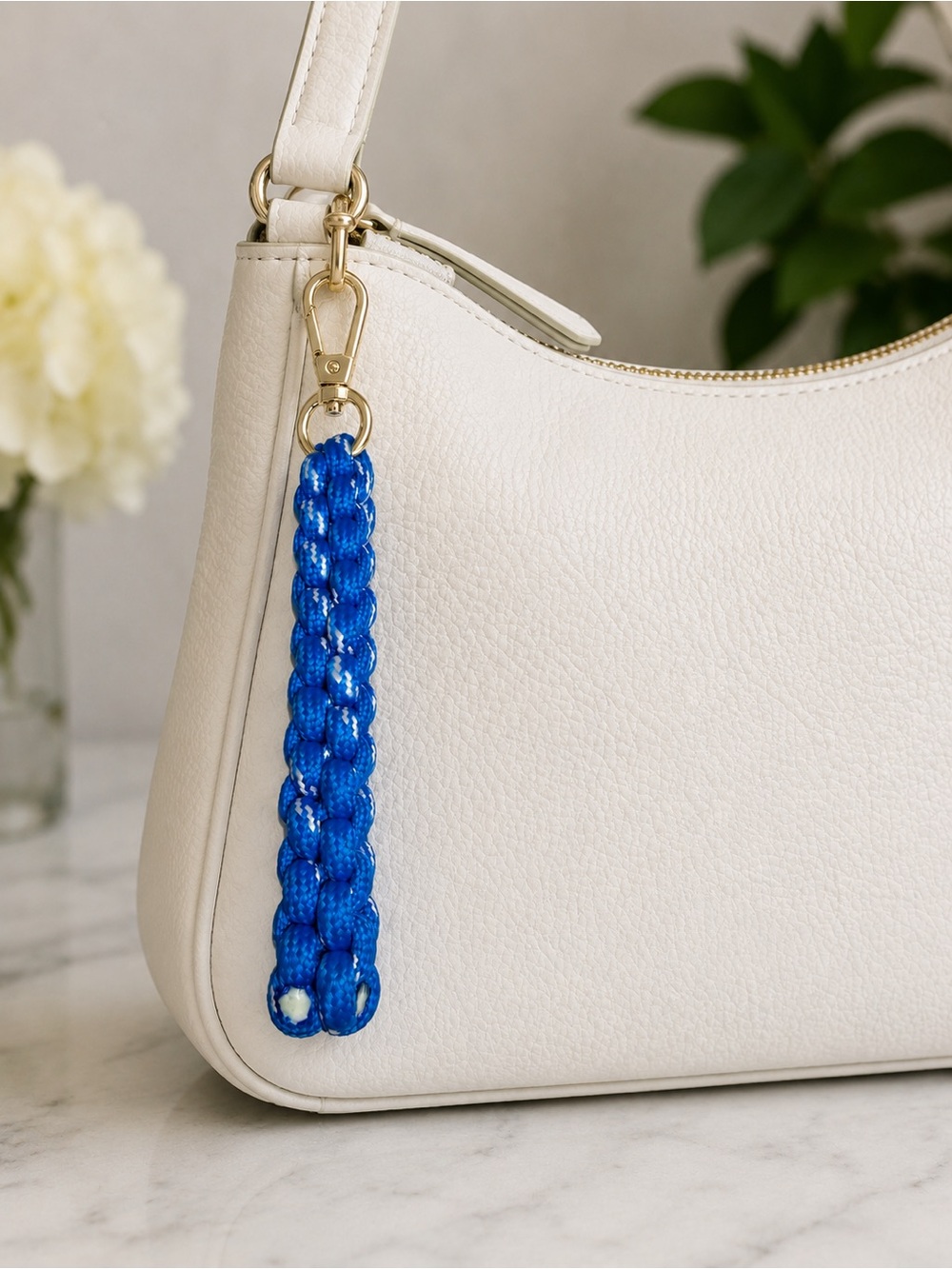 Braided Blue Rope Keychain Wristlet - Picture 3 of 3